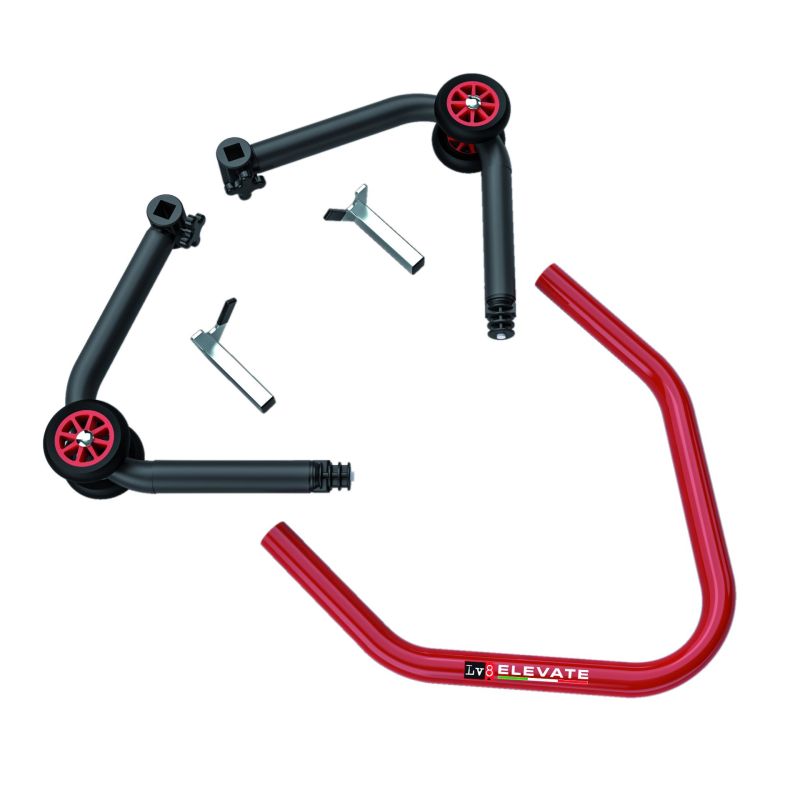 Universal motorcycle paddock stand with rubber pads - in different colors from LV8 ELEVATE